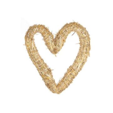 Corona de paja en forma de corazón PRESTON, natural, 4 cm, Ø 25 cm