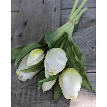 Ramo de tulipanes artificiales LEANA, blanco-verde, 30cm, Ø20cm