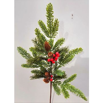 Rama decorativa VARDALIA, abeto, bayas, piñas, rojo-verde, 75 cm
