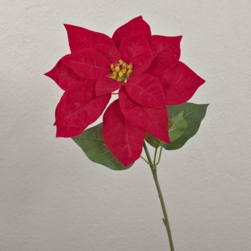 Poinsettia artificial de terciopelo LIBASSE, roja, 50 cm