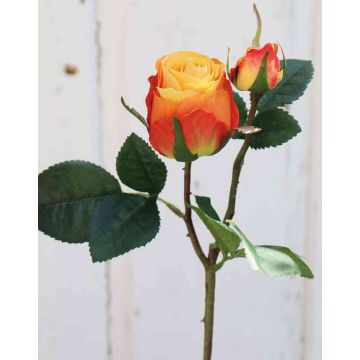Rosa artificial RENESMEE, amarillo-rojo, 45cm, Ø6cm