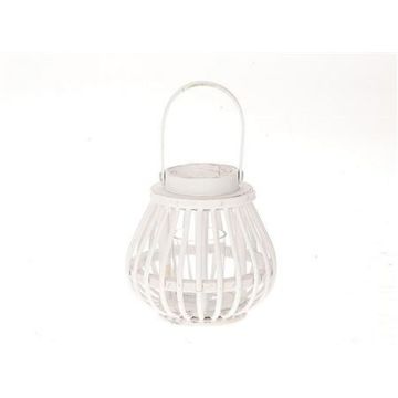 Farolillo CHARITHRA con asa, madera, inserto de cristal, blanco, 15 cm, Ø 15,5 cm Farolillo CHARITHRA con asa, madera, inserto de cristal, blanco, 15 cm, Ø 15,5 cm