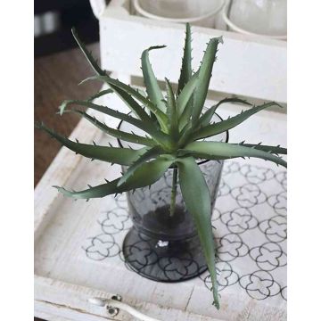 Aloe vera artificial WHITNEY, en vara de fijación, verde oscuro, 18 cm