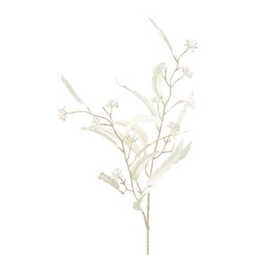 Rama decorativa de eucalipto ZILFOR con flores, blanca, 80 cm