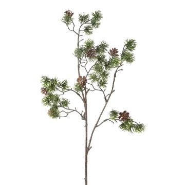 Rama artificial de alerce MENRIK con piñas, purpurina, helada, verde-blanca, 65 cm
