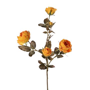 Rama de rosas artificial SITARA, naranja-amarillo, 75cm, Ø5-8cm