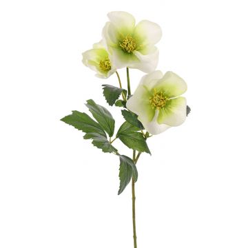 Rosa artificial de Navidad AKRAB, verde-blanca, 45cm, Ø5-8cm