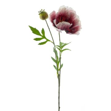 Amapola decorativa EDESSA, rosa y blanca, 80 cm