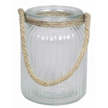 Jarrón para velas ADANNA con mango, líneas verticales, transparente, 14,5cm, Ø11cm Jarrón para velas ADANNA con mango, líneas verticales, transparente, 14,5cm, Ø11cm