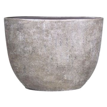 Macetero de cerámica AGAPE ovalado con grano, blanco-marrón, 50x20x36cm