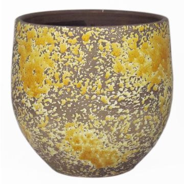 Macetero de cerámica TSCHIL, rústico, degradado de color, ocre-amarillo-marrón, 24cm, Ø24cm