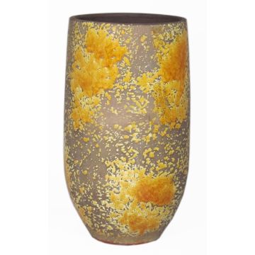 Florero de cerámica TSCHIL, rústico, degradado de color, ocre-amarillo-marrón, 35cm, Ø18cm