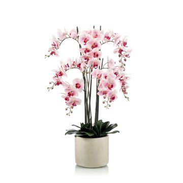 Orquídea phalaenopsis artificial CECILE, maceta de cerámica, rosa, 100cm