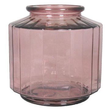 Florero de vidrio LOANA, transparente-rosa, 23cm, Ø23cm, 4L