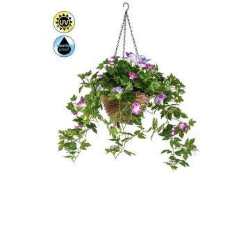 Maceta colgante artificial de petunia JONKFUN en cesta, crossdoor, lila-violeta, 70 cm