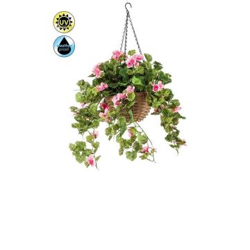 Geranio artificial en maceta colgante CUVAST en cesta, crossdoor, rosa, 70 cm