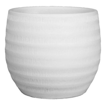 Macetero de cerámica TIAM con estrías, blanco-mate, 14cm, Ø17cm