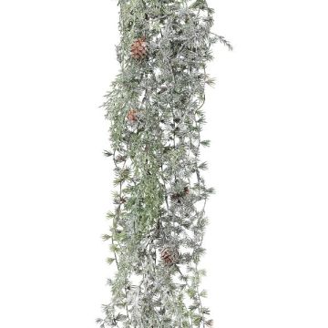 Adorno colgante de alerce WODRI, varilla, piñas, helado, blanco-verde, 125 cm