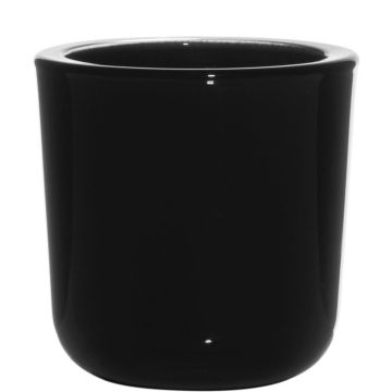 Soporte de cristal para vela de té NICK, negro, 7,5cm, Ø7,5cm