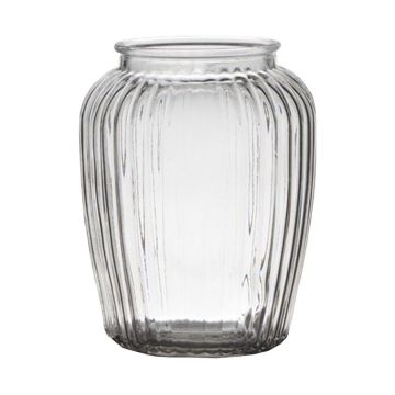 Jarrón de cristal NOLAN, rayas verticales, transparente, 19,5cm, Ø15,5cm