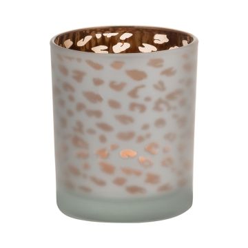 Jarra portacandelitas SENGA, estampado de leopardo, oro mate, 8cm, Ø7cm