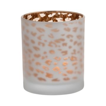 Jarra portacandelitas SENGA, estampado de leopardo, oro mate, 12,5cm, Ø10cm