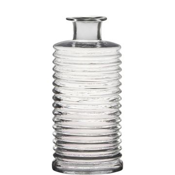 Frasco de vidrio STUART con muescas, transparente, 31cm, Ø14,5cm