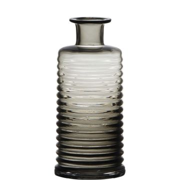 Frasco de vidrio STUART con muescas, gris-transparente, 21,5cm, Ø9,5cm