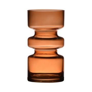 Jarrón decorativo de vidrio TAMLIN, naranja-marrón-transparente, 17 cm, Ø 9 cm