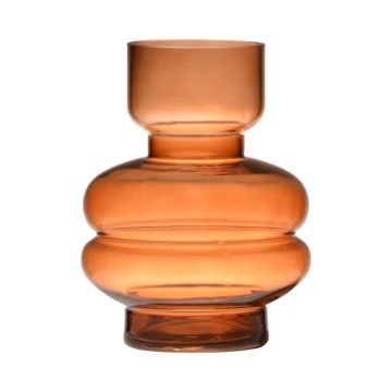 Jarrón decorativo de vidrio TAMLIN, naranja-marrón-transparente, 15 cm, Ø 9 cm