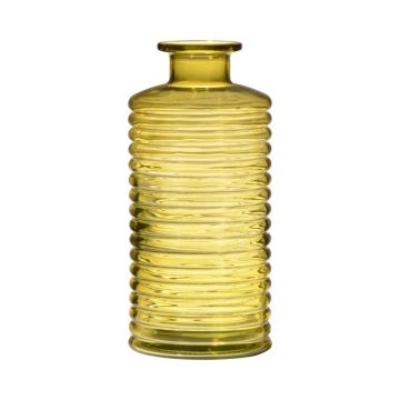 Frasco de vidrio STUART con muescas, amarillo-transparente, 21,5cm, Ø9,5cm