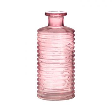 Frasco de vidrio STUART con muescas, rosa-transparente, 21,5cm, Ø9,5cm