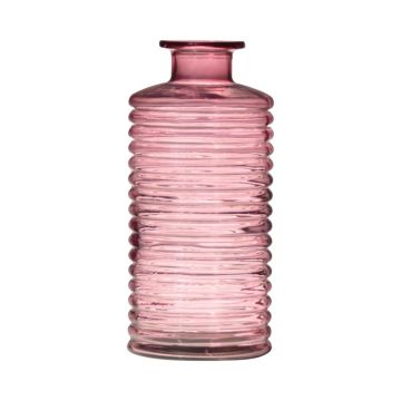 Frasco de vidrio STUART con muescas, rosa-transparente, 31cm, Ø14,5cm