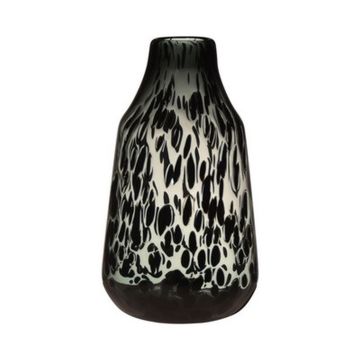 Jarrón RUSSELL, vidrio, estampado de leopardo, negro-beige-transparente, 30 cm, Ø 17,5 cm