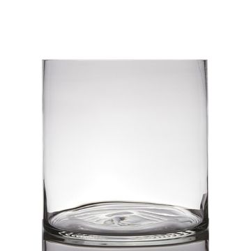 Farolillo de velas cilíndrico SANSA EARTH, vidrio, transparente, 30cm, Ø30cm