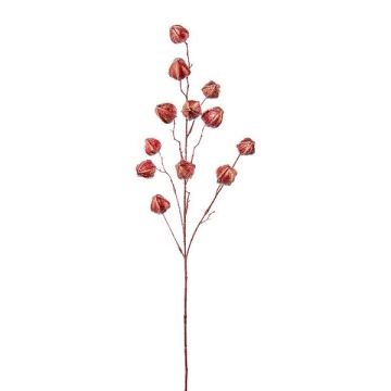 Rama artificial de physalis FRILTE con frutos, rojo metalizado, 90 cm