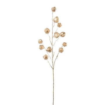 Rama artificial de physalis FRILTE con frutos, champán metalizado, 90 cm