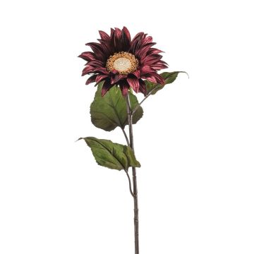 Girasol de terciopelo MAHEALANI, rojo burdeos y dorado, 75 cm