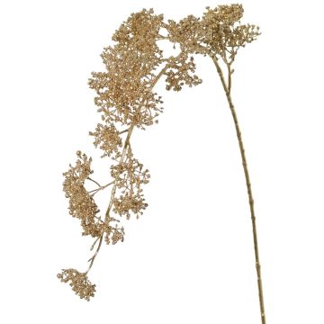 Rama artificial de bola de nieve SALFHY con brotes, metalizado plateado y dorado, 90 cm