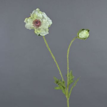 Flor decorativa de amapola MESOP, blanca, 65 cm