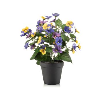 Pensamientos artificiales NORHA en maceta decorativa, amarillo-azul-lila, 30 cm