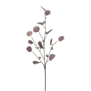 Rama artificial de eucalipto TRAVON con frutos, berenjena, 75 cm