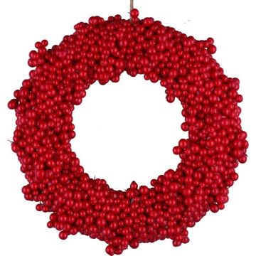 Corona artificial de bayas de nieve MUVLO, rojo, Ø 28 cm