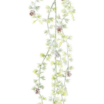 Guirnalda de plantas artificiales de alerce MIBRAN, piñas, verde-blanco, 190 cm