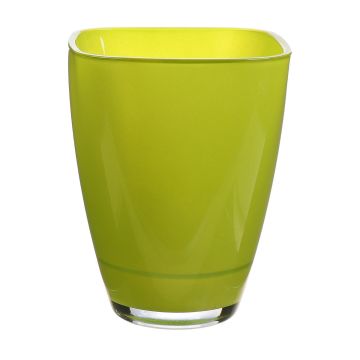 Florero YULE, cristal, verde manzana, 13,5x13,5x17cm