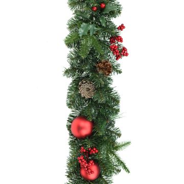 Guirnalda de abeto artificial VISALIA, verde, frutos, 180cm, Ø30cm Guirnalda de abeto artificial VISALIA, verde, frutos, 180cm, Ø30cm