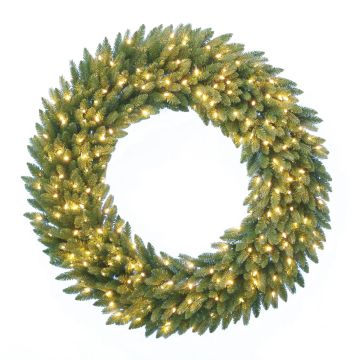 Corona de abeto artificial AMARILLO, verde, LEDs, Ø90cm