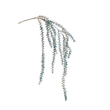 Rama de amaranto artificial YESSIKA con flores, brillo, azul, 110cm