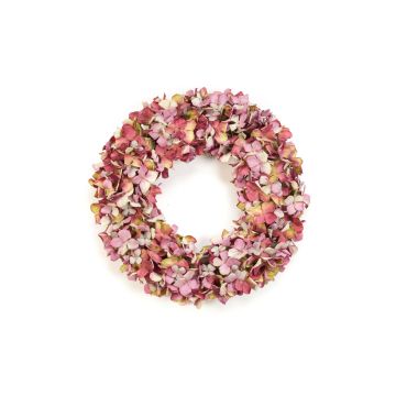 Corona artificial de hortensias KERTI, fucsia-rosa, Ø50cm