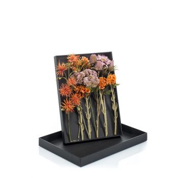Ramo de flores artificiales para atar JADEA en caja de regalo, naranja-morado, 30cm, Ø18cm